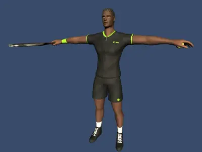 4 Animated Tennis Players Low-poly 3D model