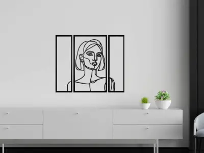 Minimalist Woman Line Art Wall Decor 3D print model