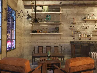 restaurant vintage modern 3D model