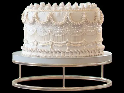 Modular Royal White Wedding Cream Cake Pie 3D model