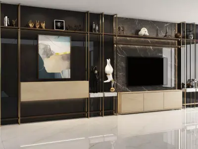 LUXURY TV WALL 3D MODEL 3D model