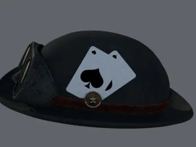 Hat old Card style Low-poly 3D model