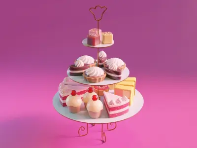 High Tea Cake Collection 3D model