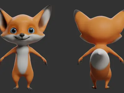 Fox Cartoon  Low-poly 3D model