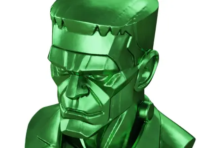 Metal bust of Frankenstein 3D model