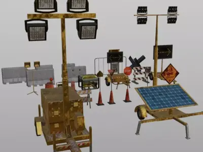 Road Work Construction Equipments 3D model