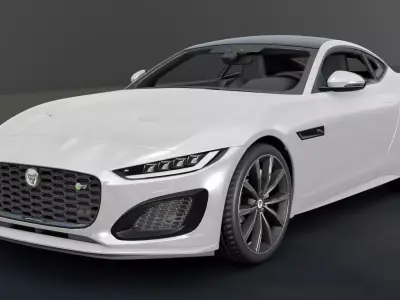 Jaguar F Type White Animated and Rigged Low-poly 3D model