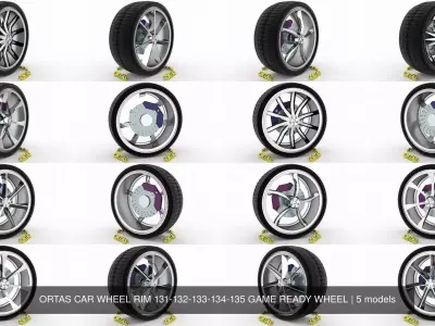 ORTAS CAR WHEEL RIM 131-132-133-134-135 GAME READY WHEEL 3D Model Pack