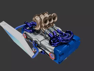 Artsy Stylized Model of Flat-6 Engine 3D model