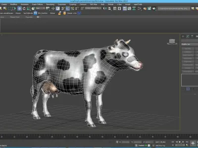 Low Poly Holstein Cow Unwapped 4K Low-poly 3D model