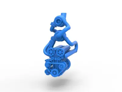 Twin Turbo straight-six engine Version 3 Scale 1 to 25 3D print model