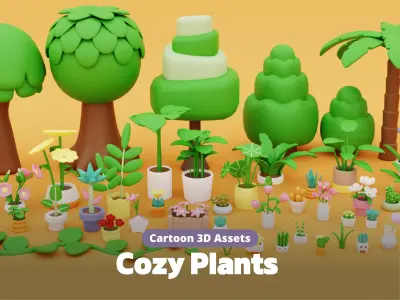 Cozy Cartoon Plants Low-poly 3D model