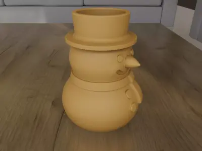 Cute Smiling Snowman Planter STL for 3D Printing 3D print model
