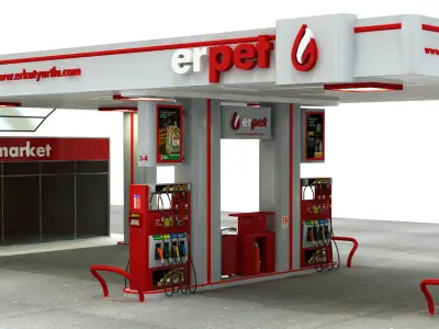 High Detail Gas Petrol Station 3D model
