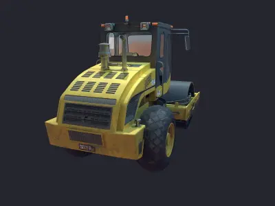 asphalt roller Low-poly 3D model from CGTrader