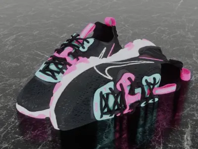 Nike 3D Shoes - Pink Blue - DMSX - Series Low-poly 3D model