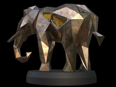 Steampunk Elephant Low-poly 3D model