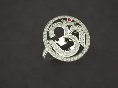 Om Symbol Good Diamond Ring 3D print model 3D print model