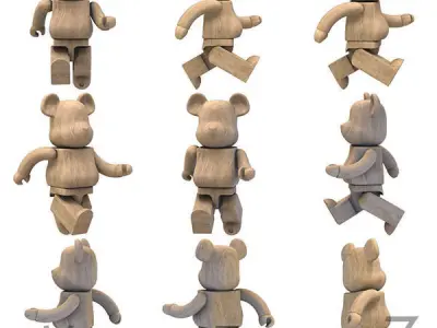 Wood BearBrick 3D model