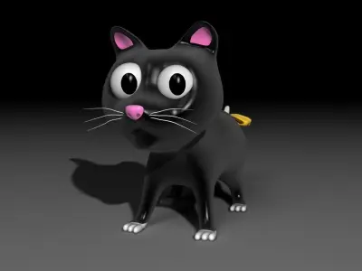 Toon Kitty Moony Low-poly 3D model