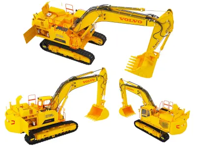 Volvo Medium Crawler Excavators Low-poly 3D model