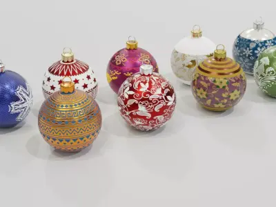 Christmas Baubles - 3D Low-poly 3D model