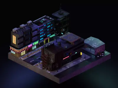 Cyberpunk Street 3 Low-poly 3D model