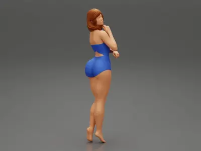Sexy thong one piece swimsuit 3D print model