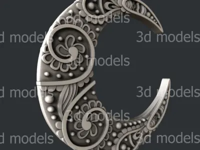 3d STL models for CNC router or 3d printer set moon 3D model