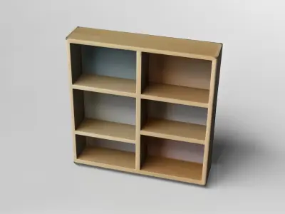 Minimalist Wooden Wall Shelf with Pastel Back Panels 3D model