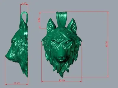 wolf pendant 3D print model