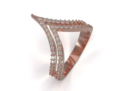 Elegant Rose Gold  and Diamond Ring model jr00347 3D print model