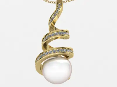 twisted pendant with pearal 3D print model