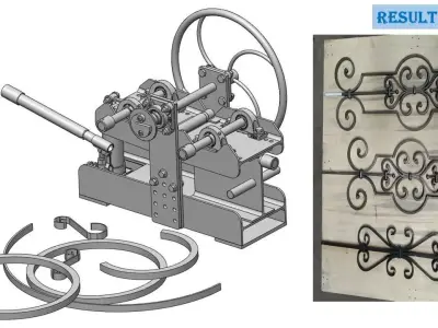 Manual Scroll Bending Machine for Decorative Metalwork 3D model
