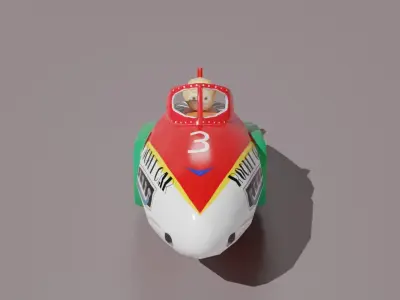Antique Tin Toy Rocket Car Low-poly 3D model