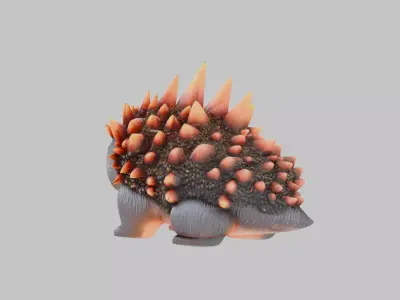 Cute Chibi Lava Rock Monster Low-poly 3D model