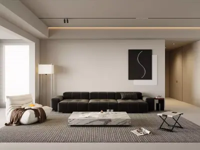 Modern Minimalist Living Room 3D model