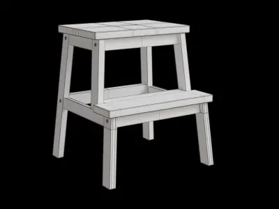 Black Metal Step Stool Low-poly 3D model