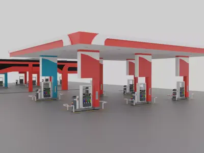 Gas Station Low-poly 3D model order