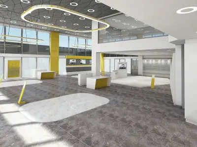 Car Showroom and Furniture 3D model