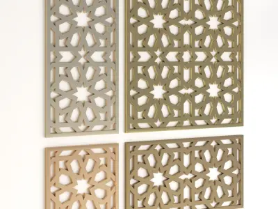 Arabic Islamic pattern decorative gold plaster 3D model
