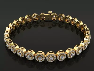 Diamond Round Halo Bracelet 3D print model