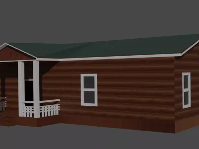 American wooden house Free low-poly 3D model