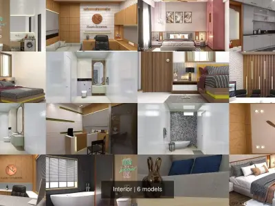 Interior design of bedroom 3D Model Collection