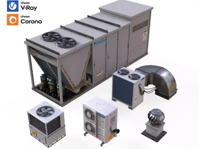 Rooftop Props Set 01 Low-poly 3D model