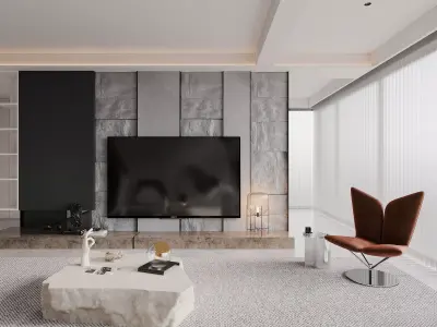 Modern living room dining room interior scenes 140 3D model