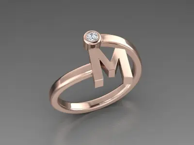 Jewelry Alphabet Ring M 3D print model