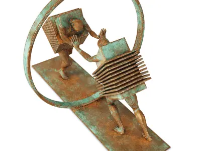 Decorative Sculpture with 3 PBR metal materials 3D model