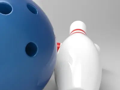 Bowling Set ball and pins Low-poly 3D model