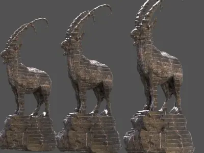 Dark Goat Sculpture 3D model